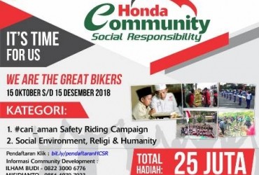 Honda Community Social Responsibility 2018…Program kece dari MPM Jatim kepada komunitas Motor Honda